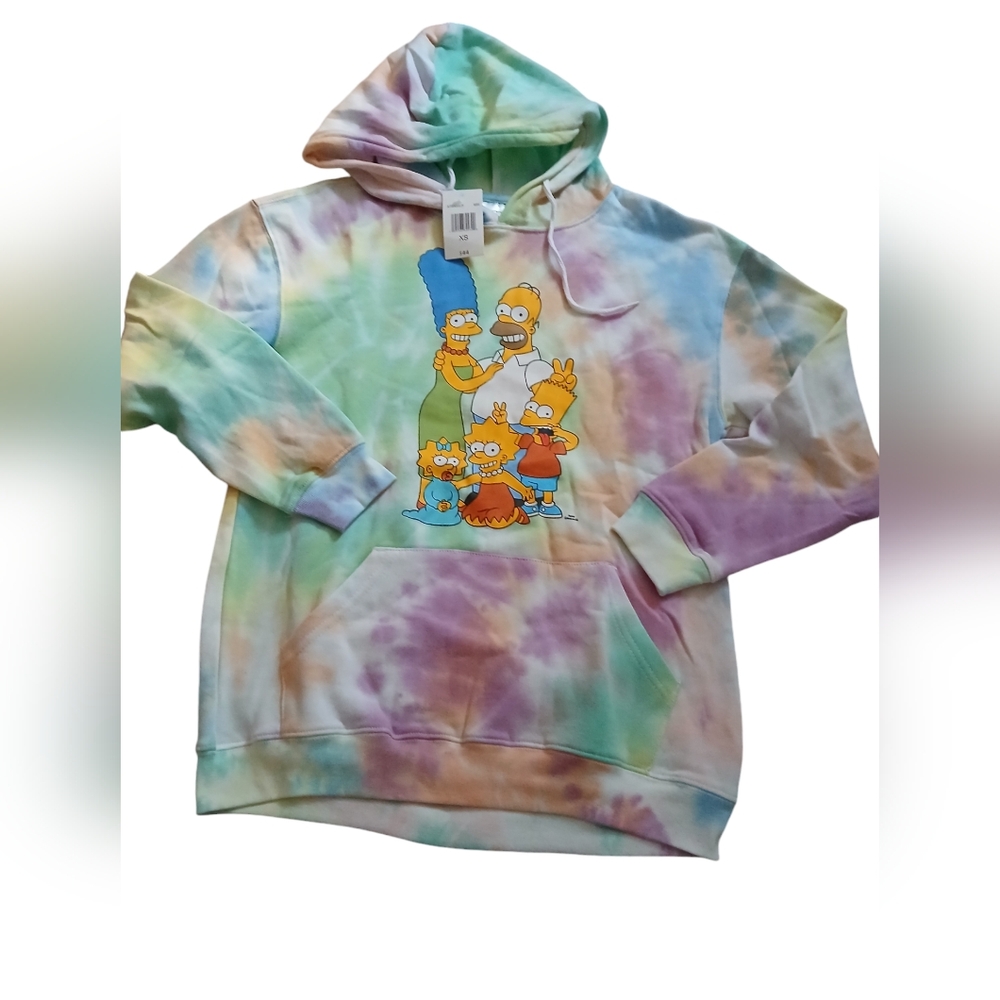 THE SIMPSONS Tie Dye Pull Over Hoodie  Size XS New $25
